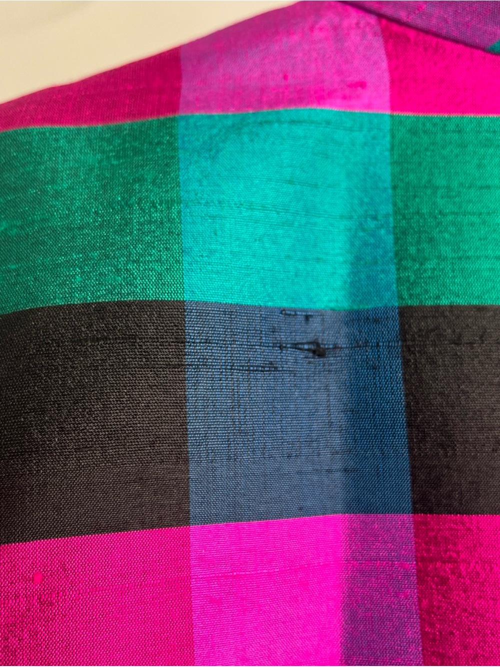 Thomson 100% Silk Jewel Toned Plaid Jacket Size XL 80s Colorblock Grandmillenial - Picture 12 of 16